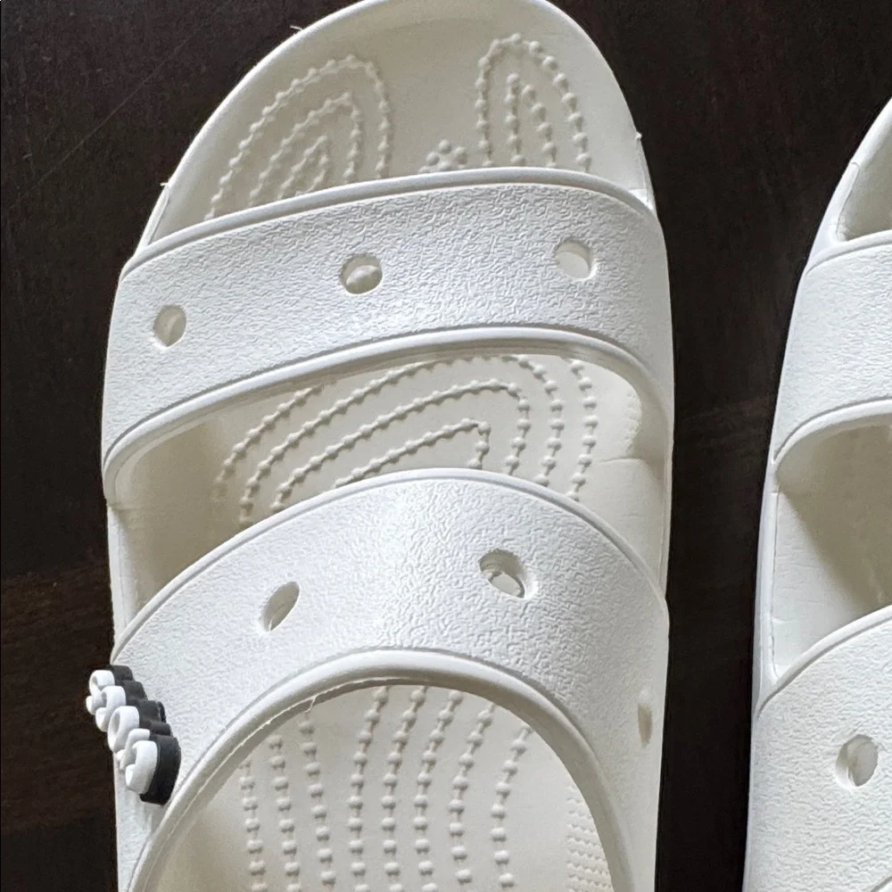 Crocs Unisex Slide Sandal - Wm Sz 10‎ / Men Sz 8 - White with Logo